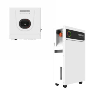 Titan Hybrid inverter 5kw, 1Phase wall mounted and 5kwh Lithium Battery stackable type.